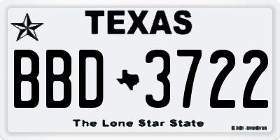 TX license plate BBD3722