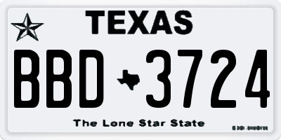 TX license plate BBD3724