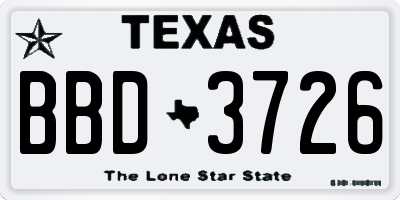 TX license plate BBD3726