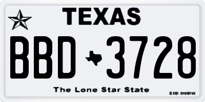 TX license plate BBD3728