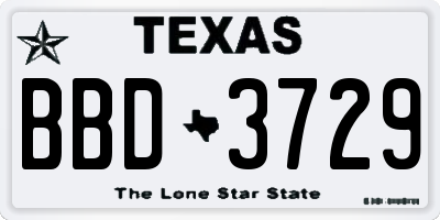 TX license plate BBD3729
