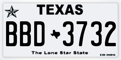 TX license plate BBD3732