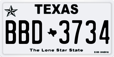 TX license plate BBD3734