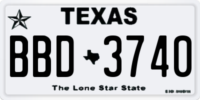 TX license plate BBD3740