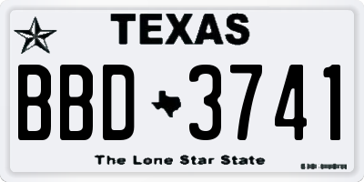 TX license plate BBD3741