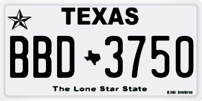 TX license plate BBD3750