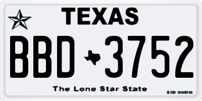 TX license plate BBD3752