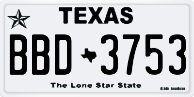 TX license plate BBD3753