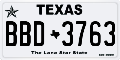 TX license plate BBD3763