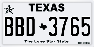 TX license plate BBD3765