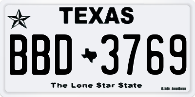 TX license plate BBD3769