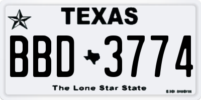 TX license plate BBD3774
