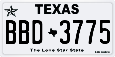 TX license plate BBD3775