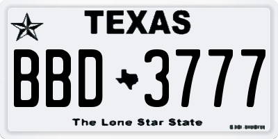 TX license plate BBD3777