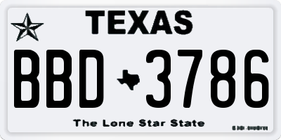 TX license plate BBD3786