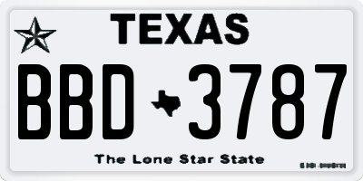 TX license plate BBD3787