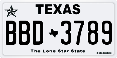 TX license plate BBD3789