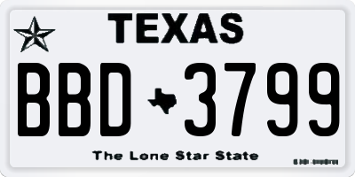 TX license plate BBD3799