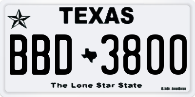 TX license plate BBD3800