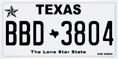 TX license plate BBD3804