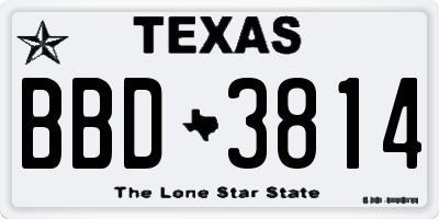 TX license plate BBD3814