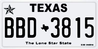 TX license plate BBD3815