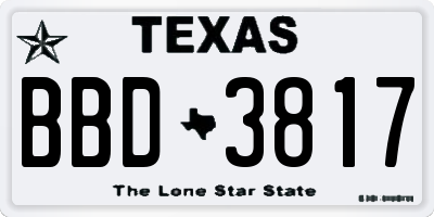 TX license plate BBD3817