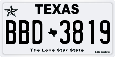 TX license plate BBD3819