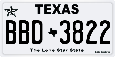 TX license plate BBD3822