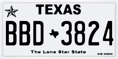 TX license plate BBD3824