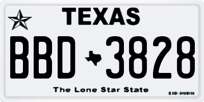 TX license plate BBD3828