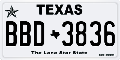 TX license plate BBD3836