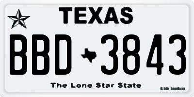 TX license plate BBD3843