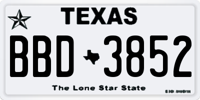 TX license plate BBD3852
