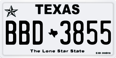 TX license plate BBD3855