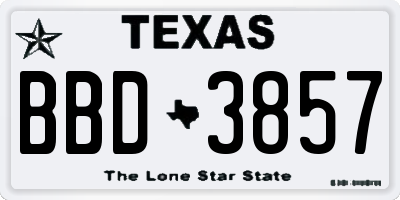 TX license plate BBD3857