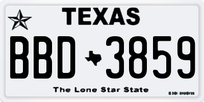 TX license plate BBD3859