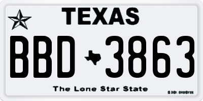 TX license plate BBD3863