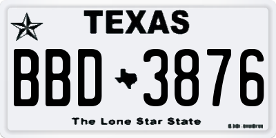 TX license plate BBD3876