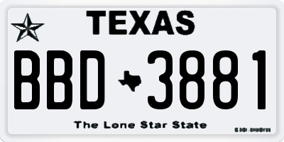 TX license plate BBD3881
