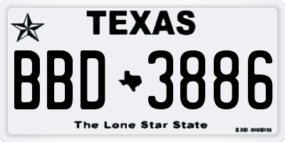 TX license plate BBD3886