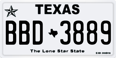 TX license plate BBD3889