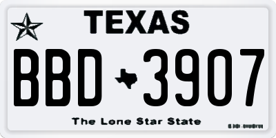 TX license plate BBD3907