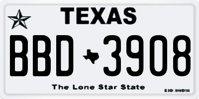 TX license plate BBD3908