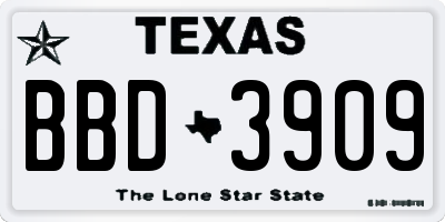 TX license plate BBD3909
