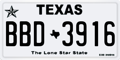 TX license plate BBD3916