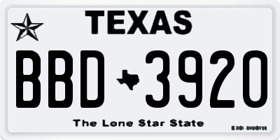 TX license plate BBD3920