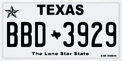 TX license plate BBD3929