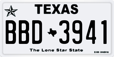 TX license plate BBD3941