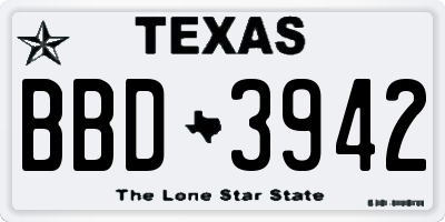 TX license plate BBD3942